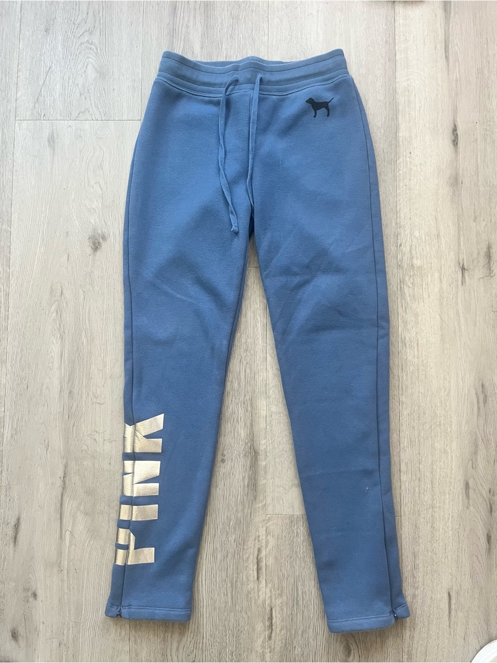 PINK Victoria's Secret Blue Cozy Fleece Logo Joggers